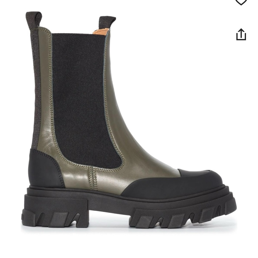 GANNI - green rubber and leather boots